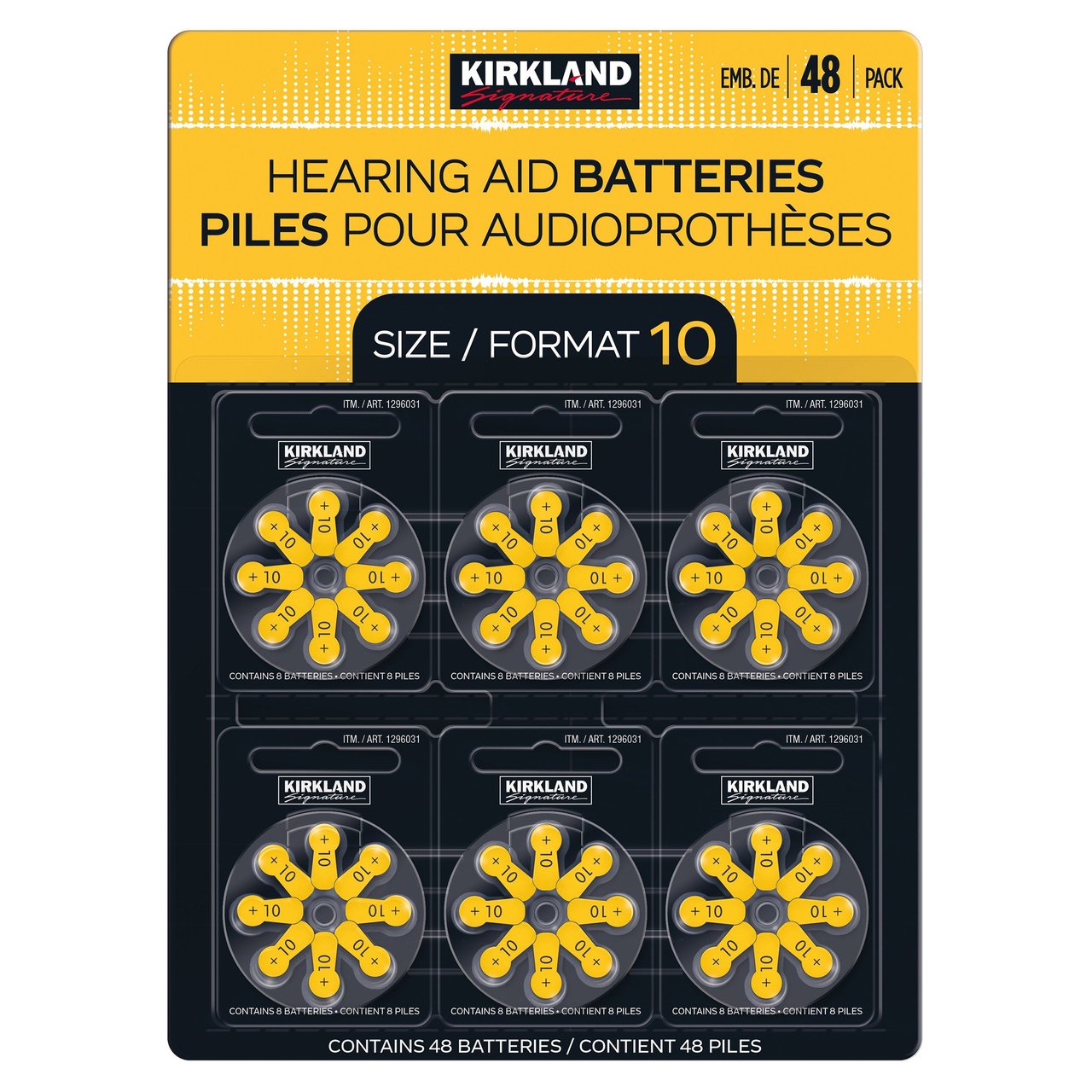 Kirkland Signature Hearing Aid Battery, Mercury Free Zinc Air, Size 10, 48-Count