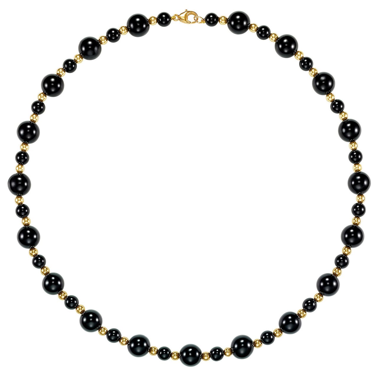 6-10MM Onyx Bead 14KT Yellow Gold 18 Inch Necklace - Image 1