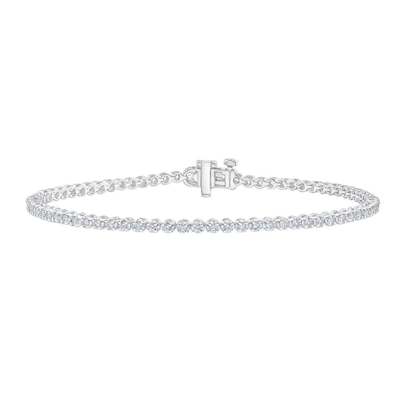 14kt White Gold VS2 I 1.00ctw Round Diamond Bracelet - Image 1