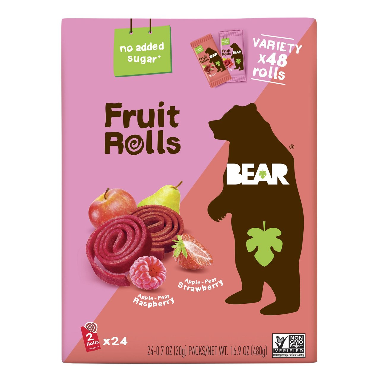 BEAR Fruit Rolls Strawberry & Raspberry 48 Count (16.9 oz) - Image 1