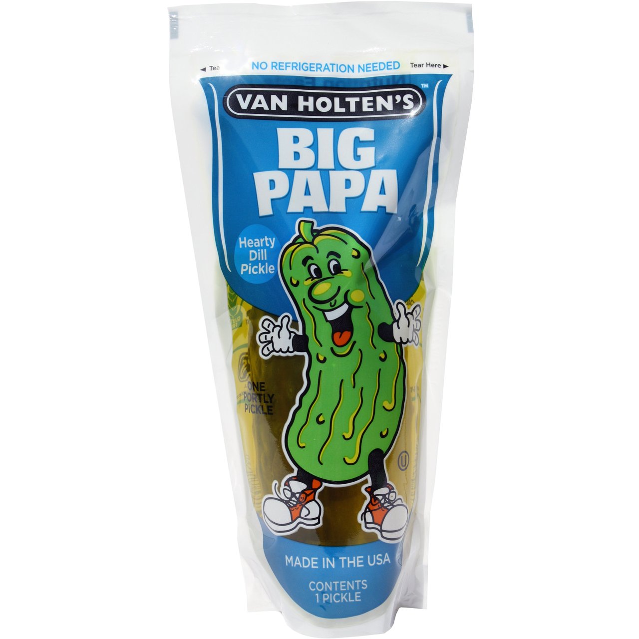 Van Holten's Big Papa Dill Pickle, King Size Pickle-in-a-Pouch, 9 oz, 12-Count