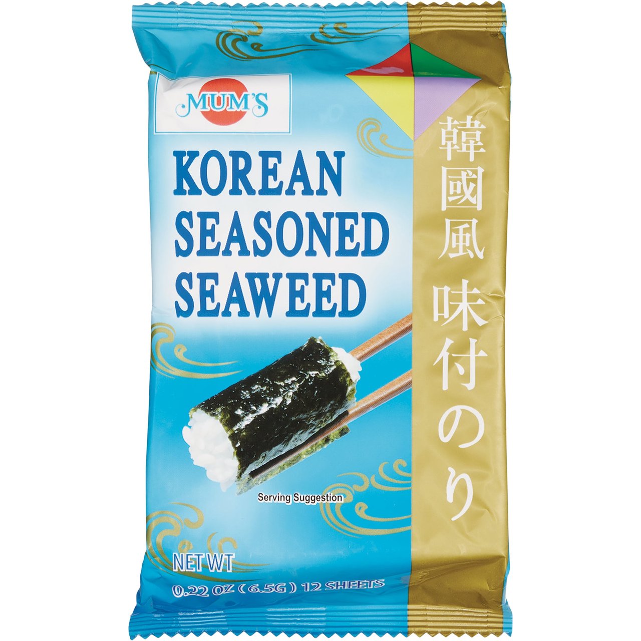 Mum's Brand Korean Seasoned Seaweed, 24 Count, 0.22 oz Each, 5.2 oz Total - Image 1