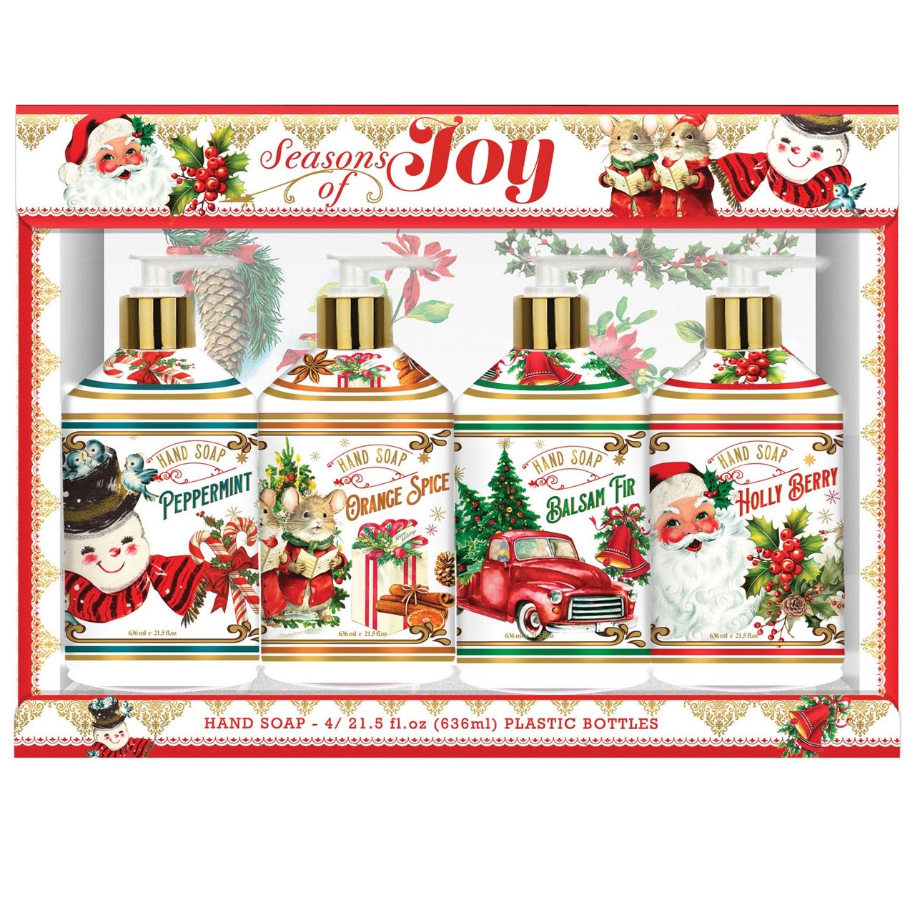 Home & Body Seasons of Joy Holiday Hand Soap 4-Pack, 21.5 FL OZ Bottles