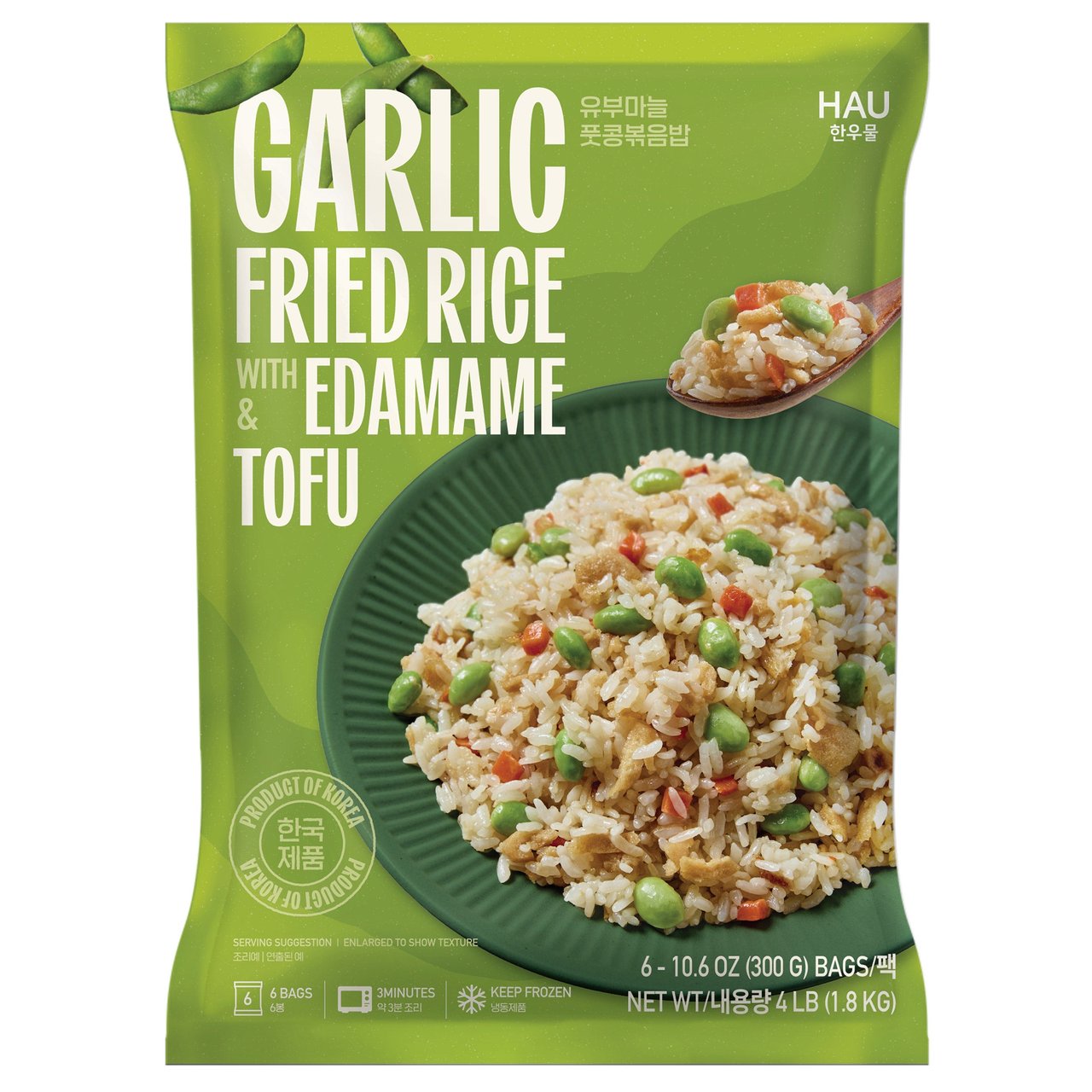 Hau Korean Tofu Garlic Edamame Fried Rice, 6/10.6 oz - Image 1