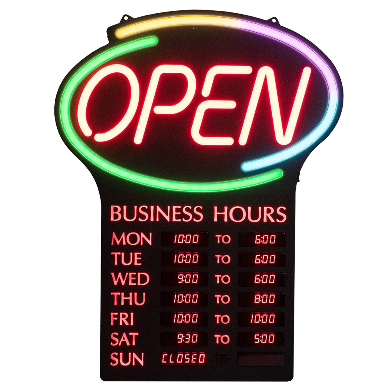 Pro-Lite LED Open Sign with Business Hours
