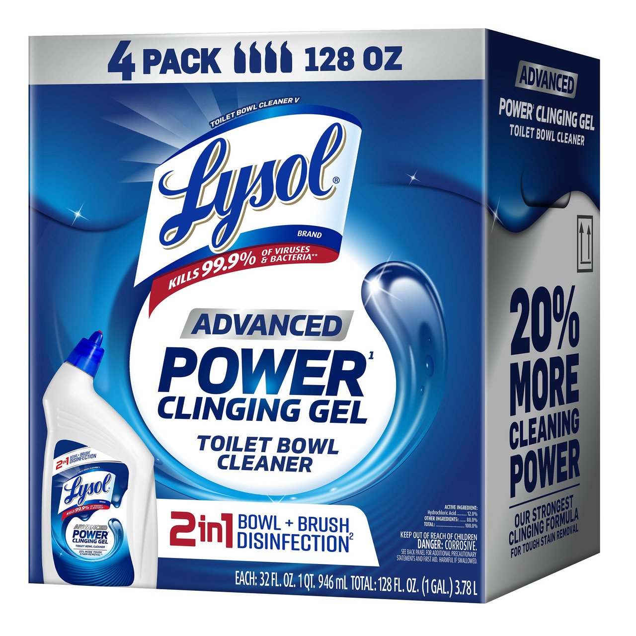 Lysol Advanced Toilet Bowl Cleaner, 4-Pack, 32 fl oz Bottles - Image 1