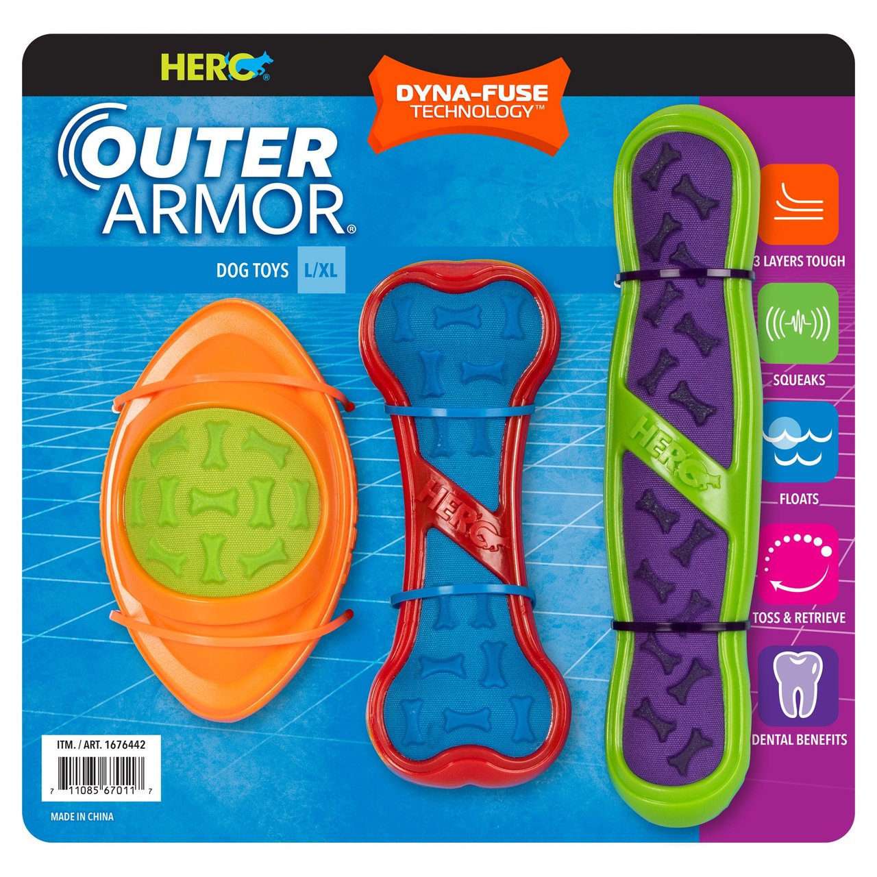 HERO OUTER ARMOR DOG TOYS 3 PACK - Image 1