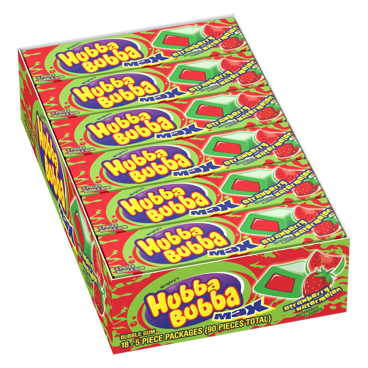 Hubba Bubba Max Strawberry/Watermelon 18 Count, 5 Pieces - Image 1