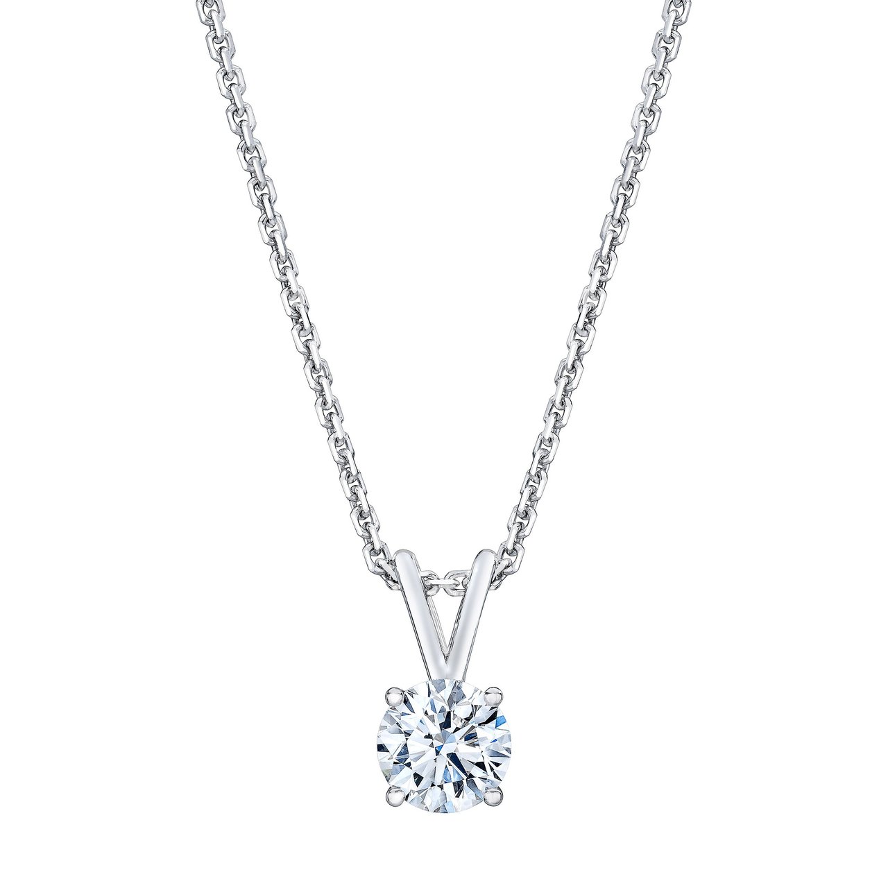 14kt White Gold VS2 I 1.00ct Round Diamond Solitaire Pendant - Image 1