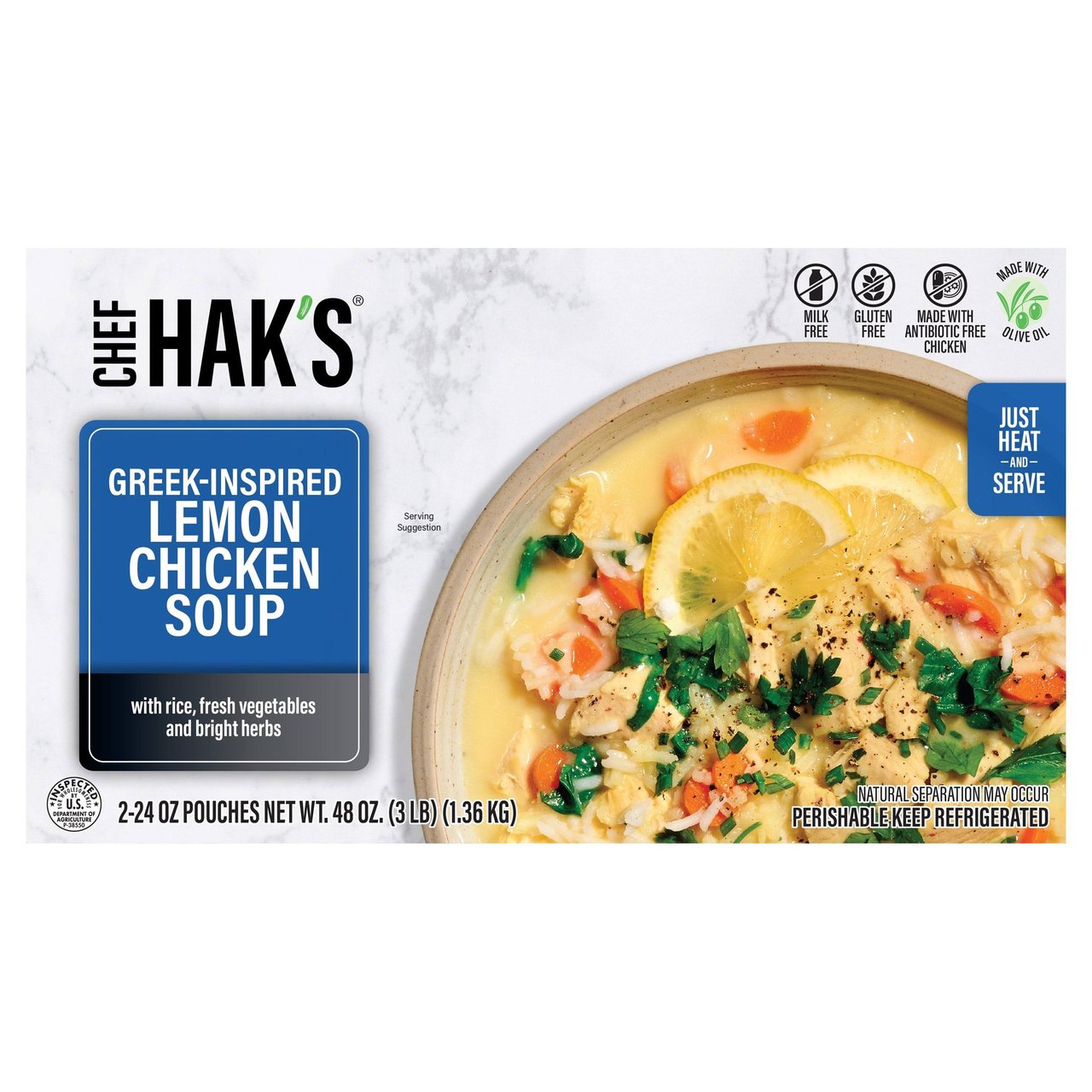 Chef Hak's Soup Greek Lemon Chicken 2 Pack 24 Ounces Each - Image 1