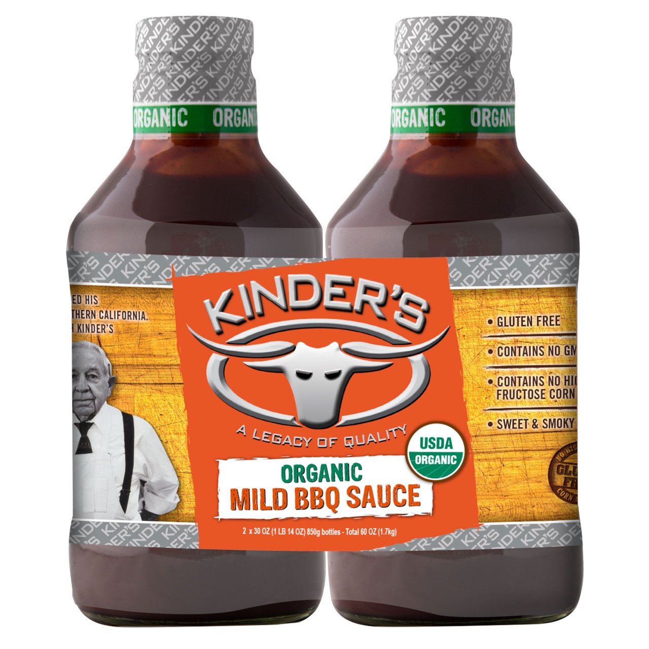 Organic Kinder's Mild BBQ Sauce, 2-Pack, 30 Ounces Each - Image 1