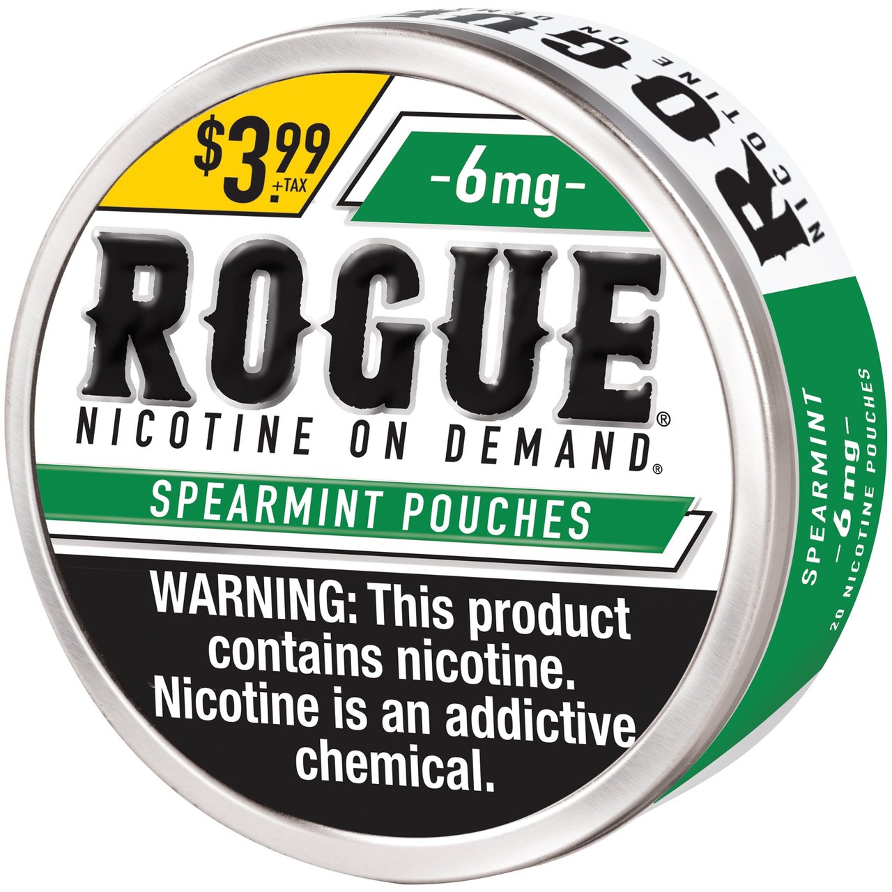 Rogue Spearmint 6mg Nicotine Pouches, 20-Count, 5-Pack - Image 1
