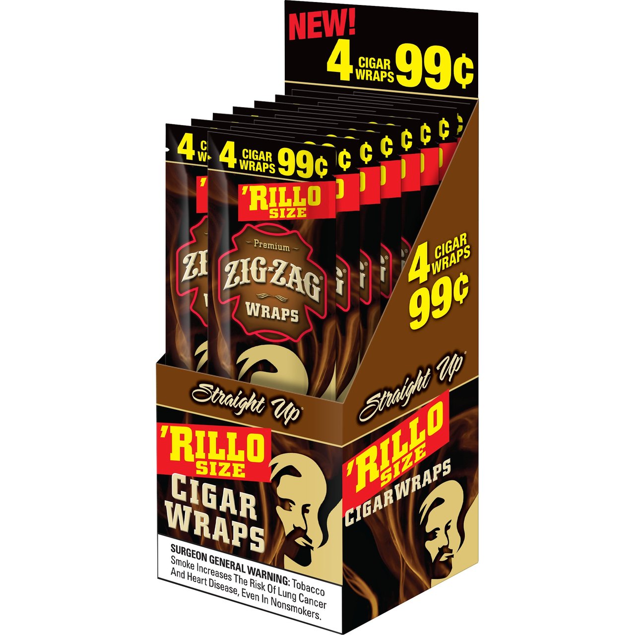 Zig-Zag Cigar Wraps Straight Up - 15 Packs of 4 ct