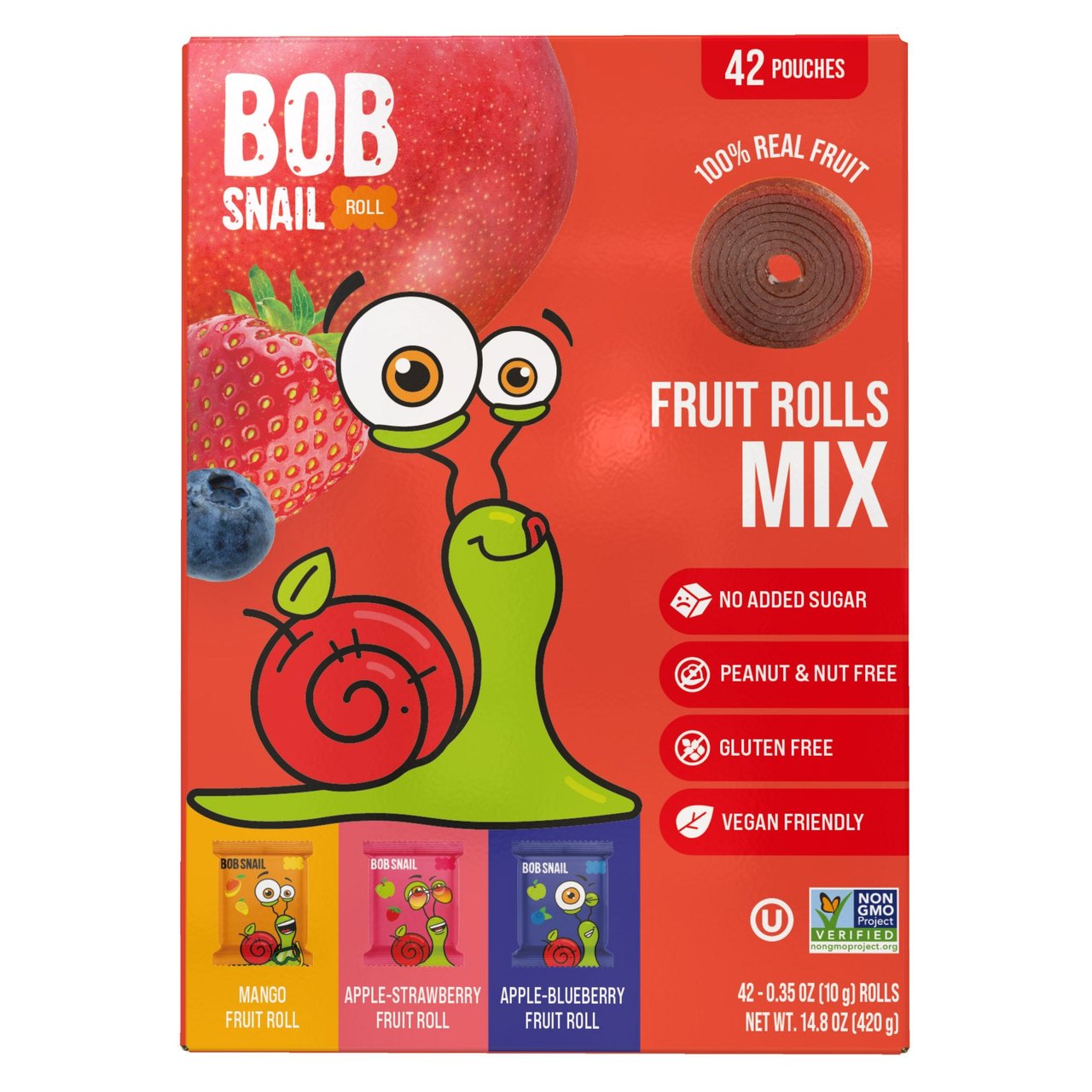 Bob Snail Fruit Roll Variety, 42 Count, 0.35 oz Each - Image 1