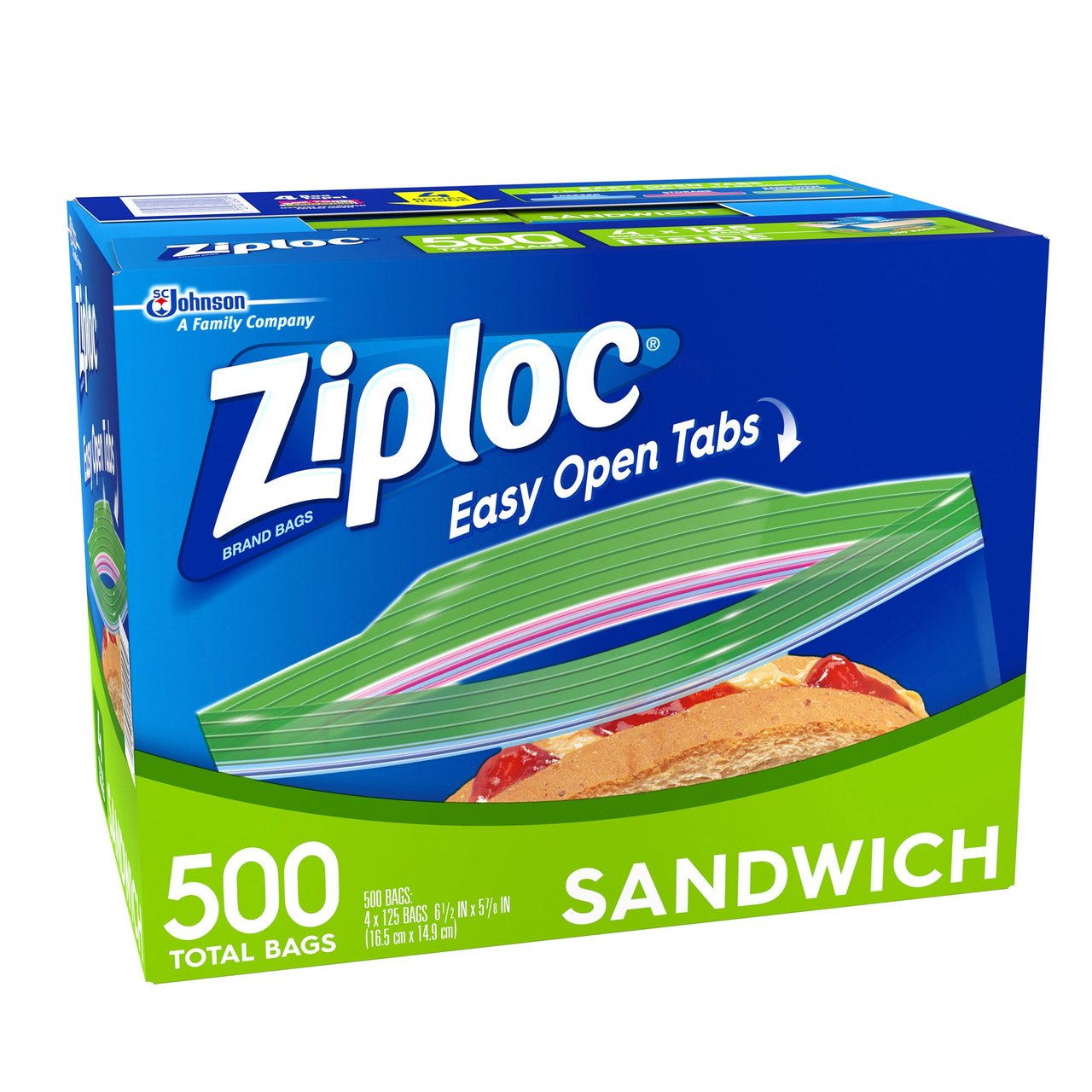 Ziploc Sandwich Bags, 4 x 125 CT (500 Total)