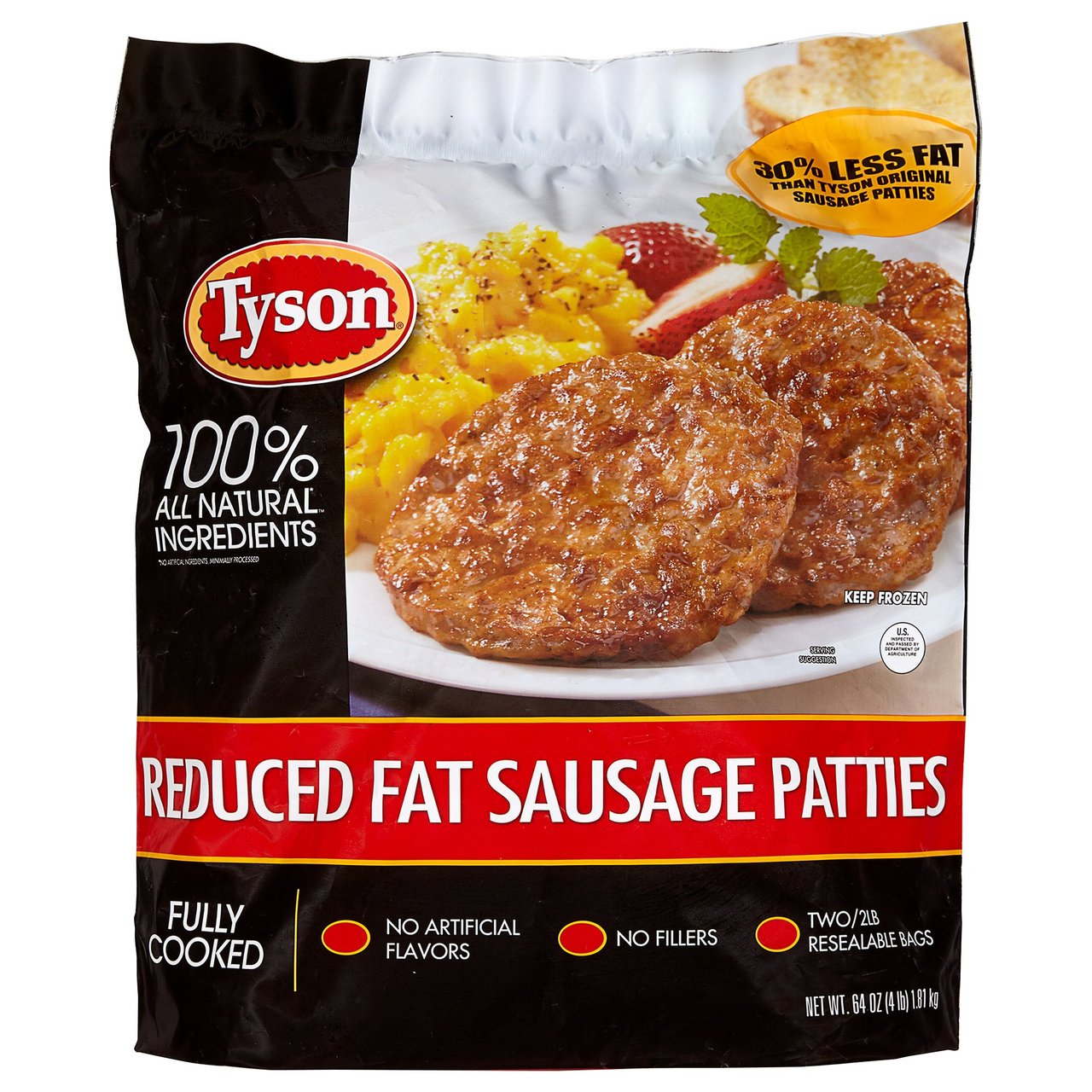 Tyson Reduced Fat Sausage Patties 4 lb - Image 1