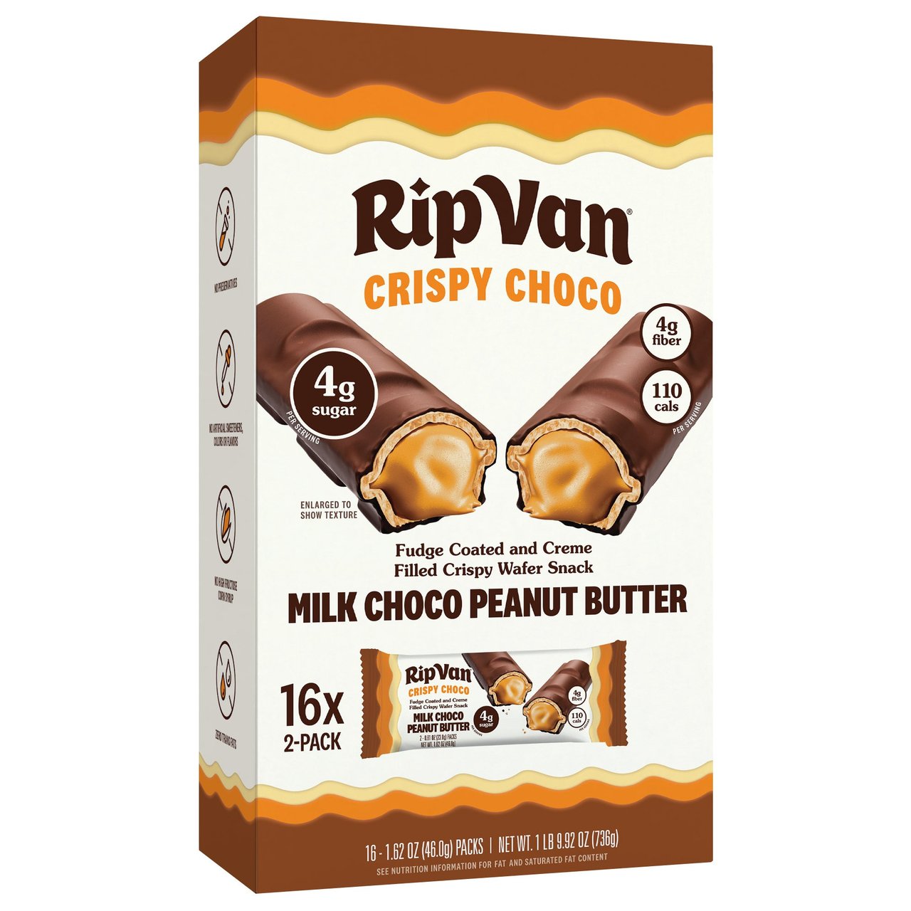 RIP VAN WAFEL CHOCOLATE PB WAFERS 16/1.62OZ (1.62LBS) - Image 1
