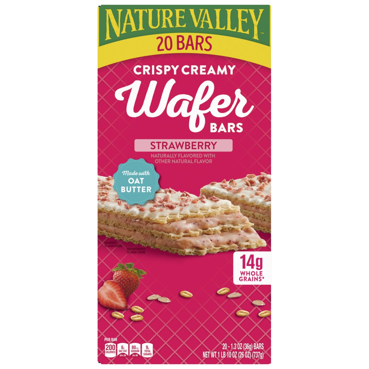 Nature Valley Crispy Creamy Wafer Bars, Strawberry, 1.3 oz, 20 Count - Image 1
