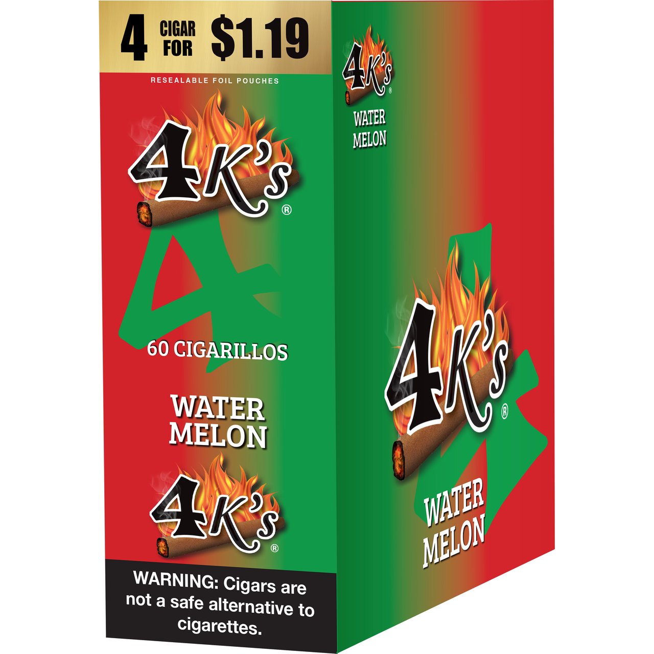 Good Times 4K's Watermelon Cigarillos, 15 Pouches/4 Count - Image 1