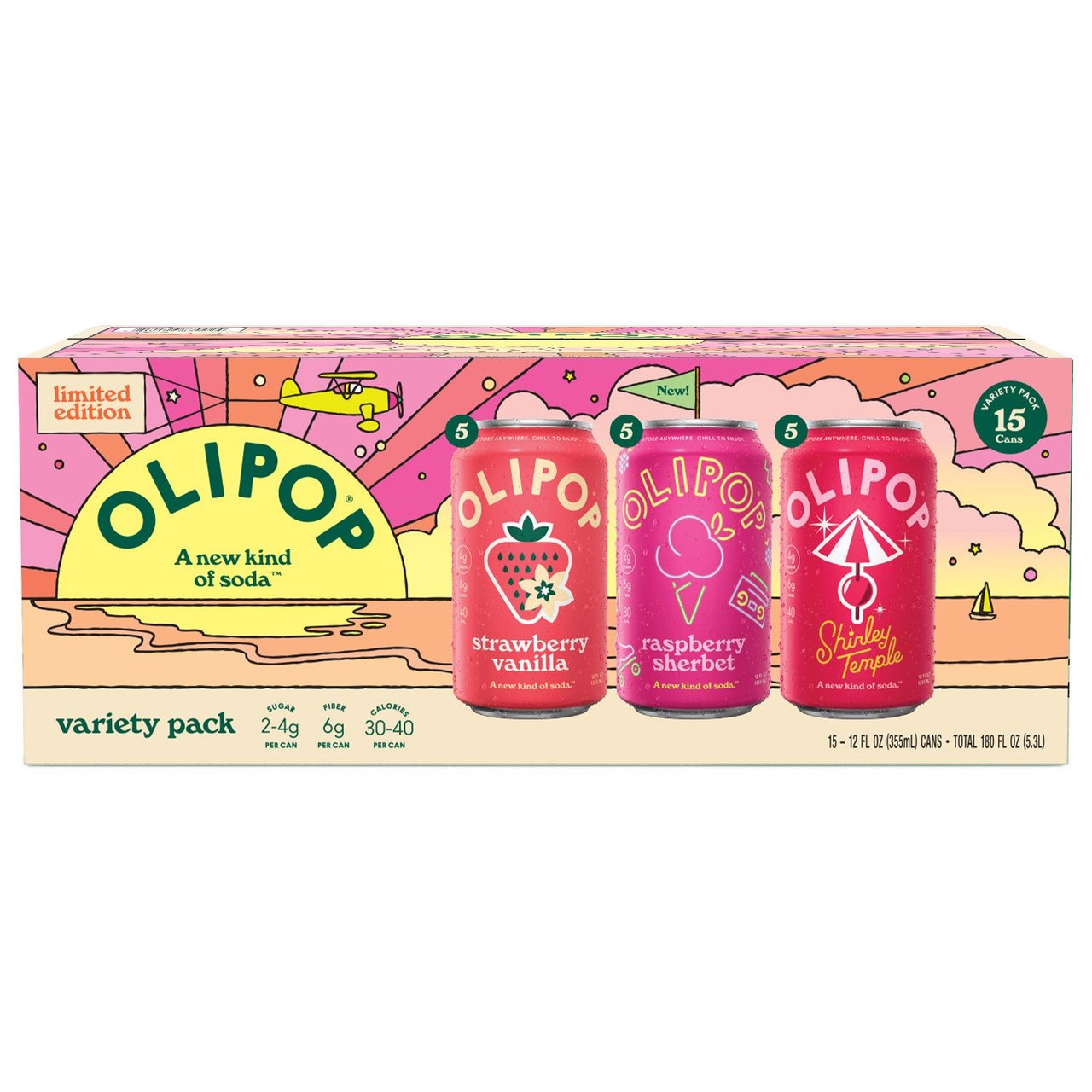OLIPOP Spring Variety Pack, 15 × 12 oz Cans - Image 1