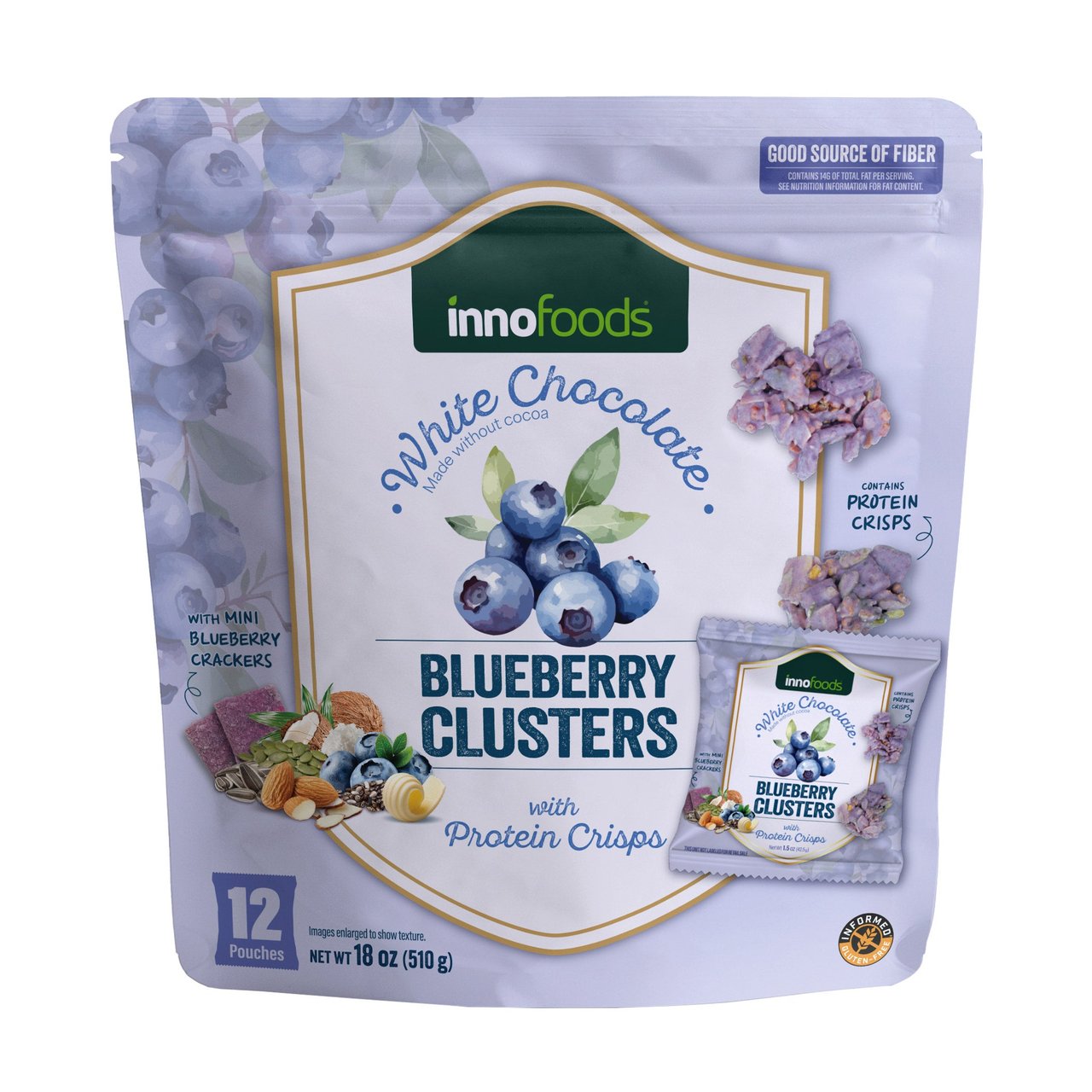 Inno Foods White Chocolate Blueberry Clusters 12/1.5 oz - Image 1