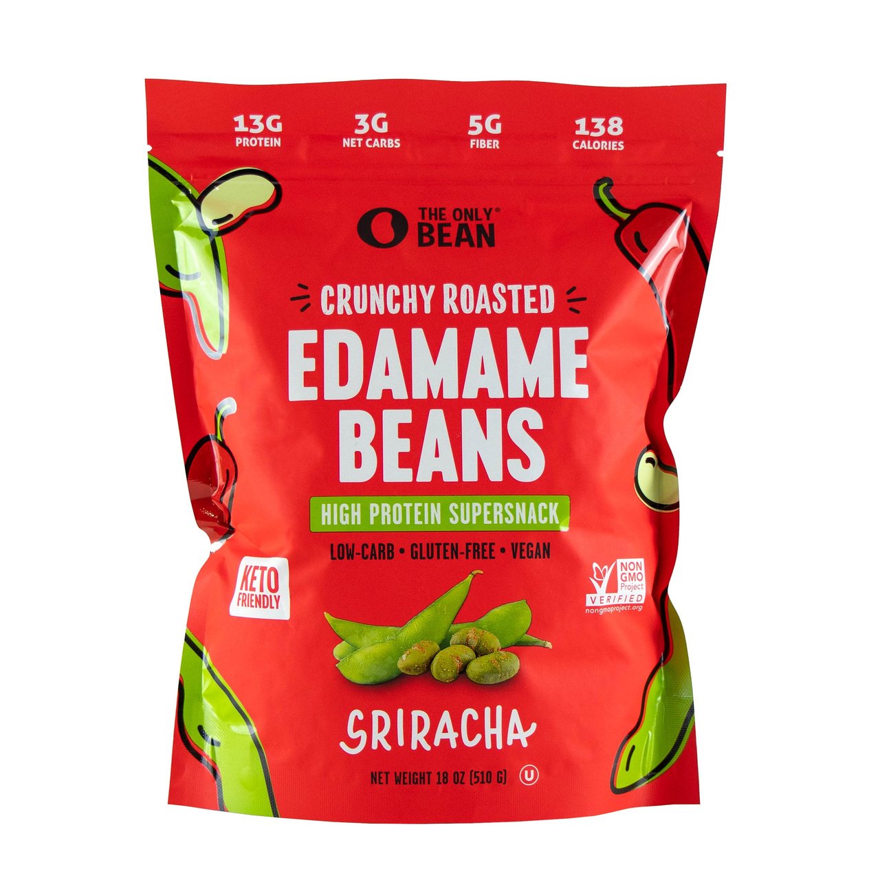 The Only Bean Sriracha Edamame Beans 18 Ounces