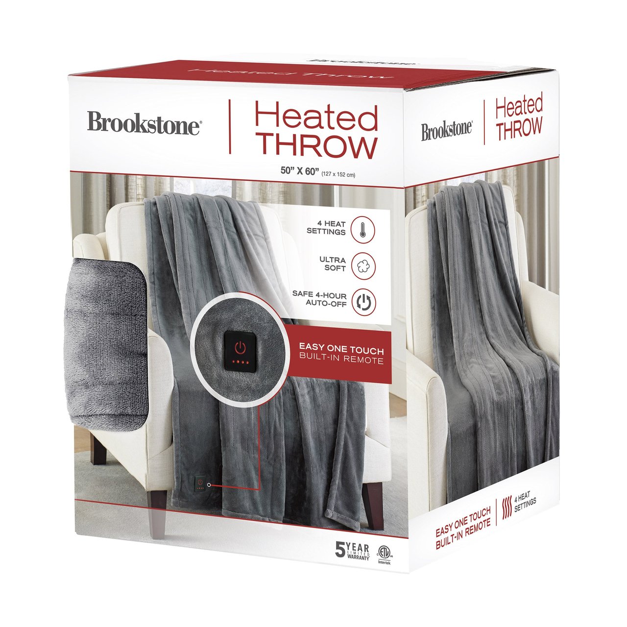 Brookstone Heated Throw 50" x 60" - Image 1