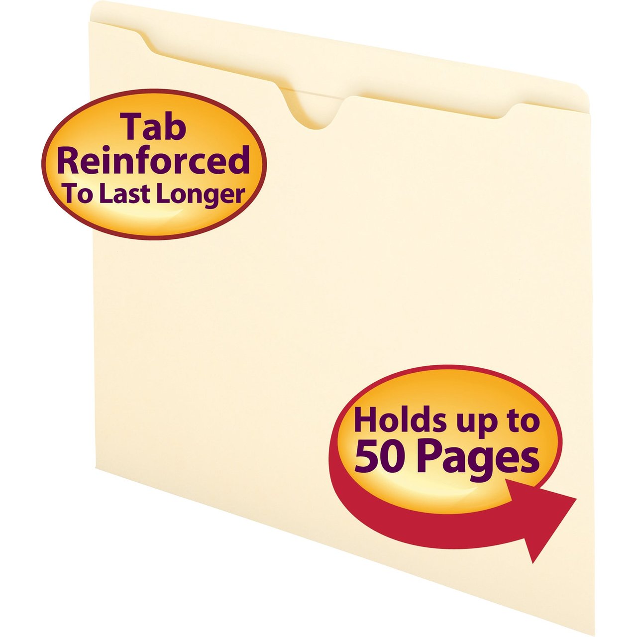 Smead #75500 Double-Ply File Jacket, Letter Size, Flat, 100 Count - Image 1
