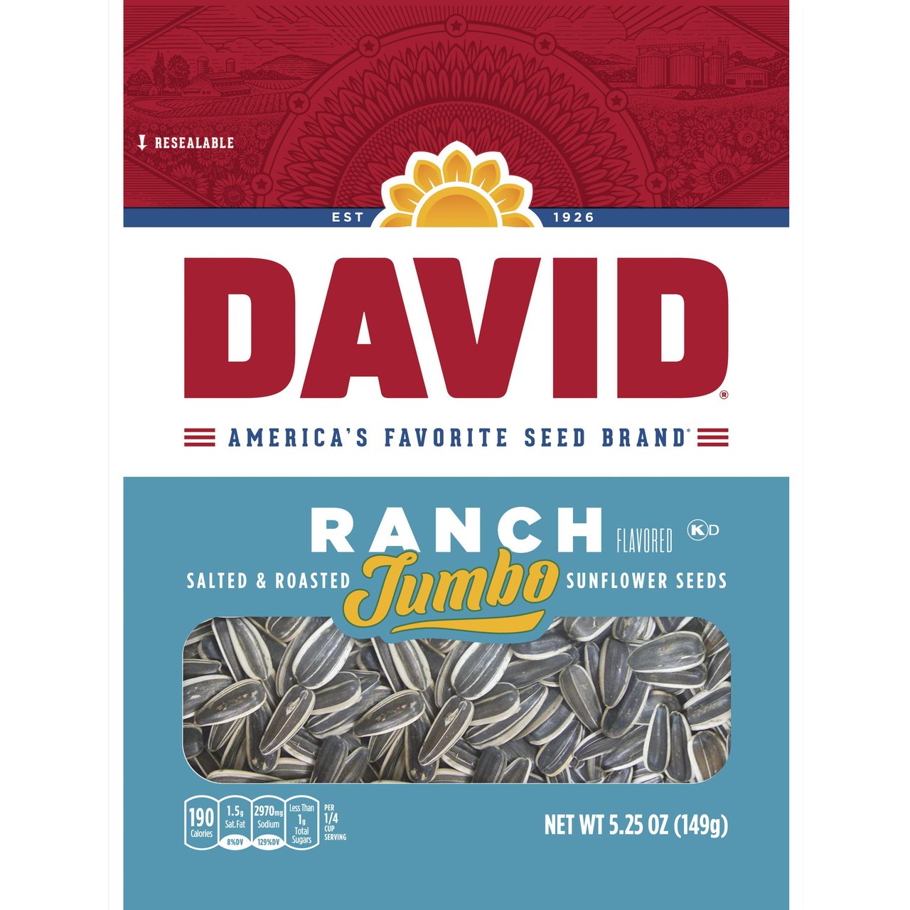 David Ranch Sunflower Seeds, 12 CT/5.25 oz - Image 1