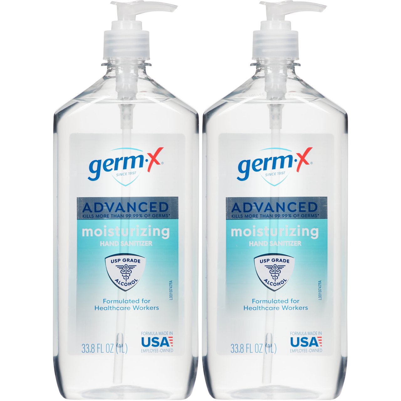 Germ-X Hand Sanitizer Pump, 2-Pack, 1 Liter Each