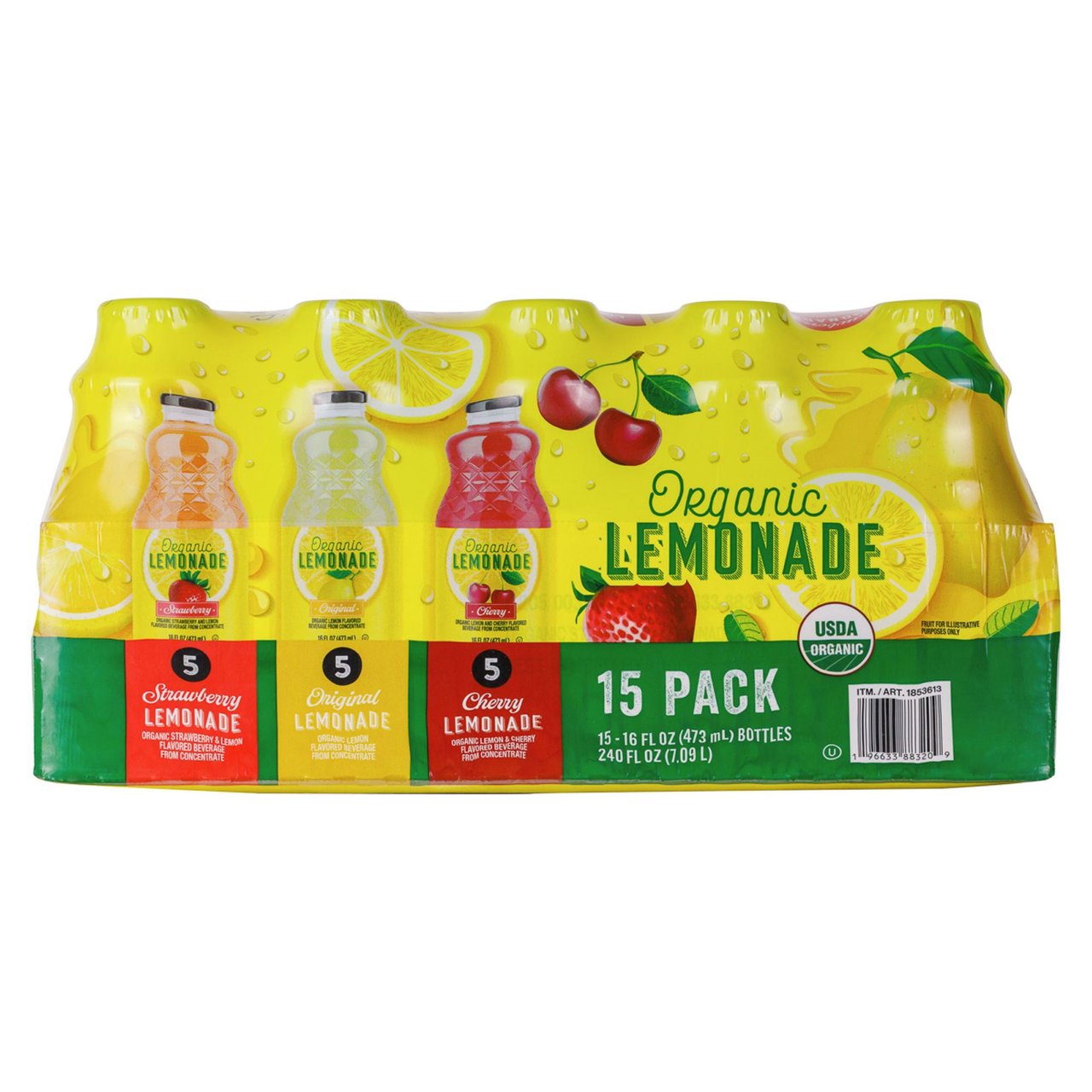 Organic Lemonade Variety Pack, 15-Pack, 16 oz Each - Image 1