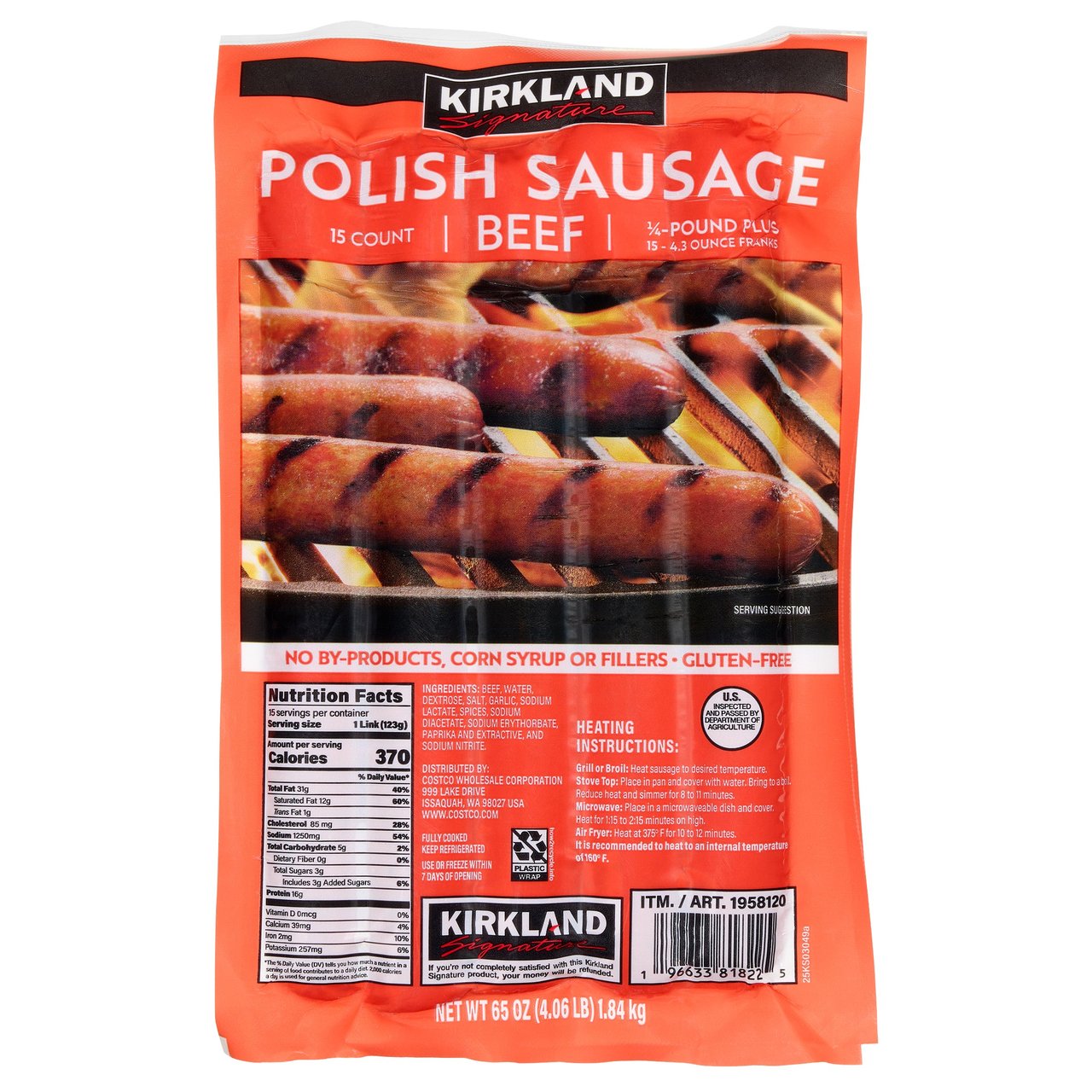 Kirkland Signature Polish Sausage, 4.06 lb - Image 1