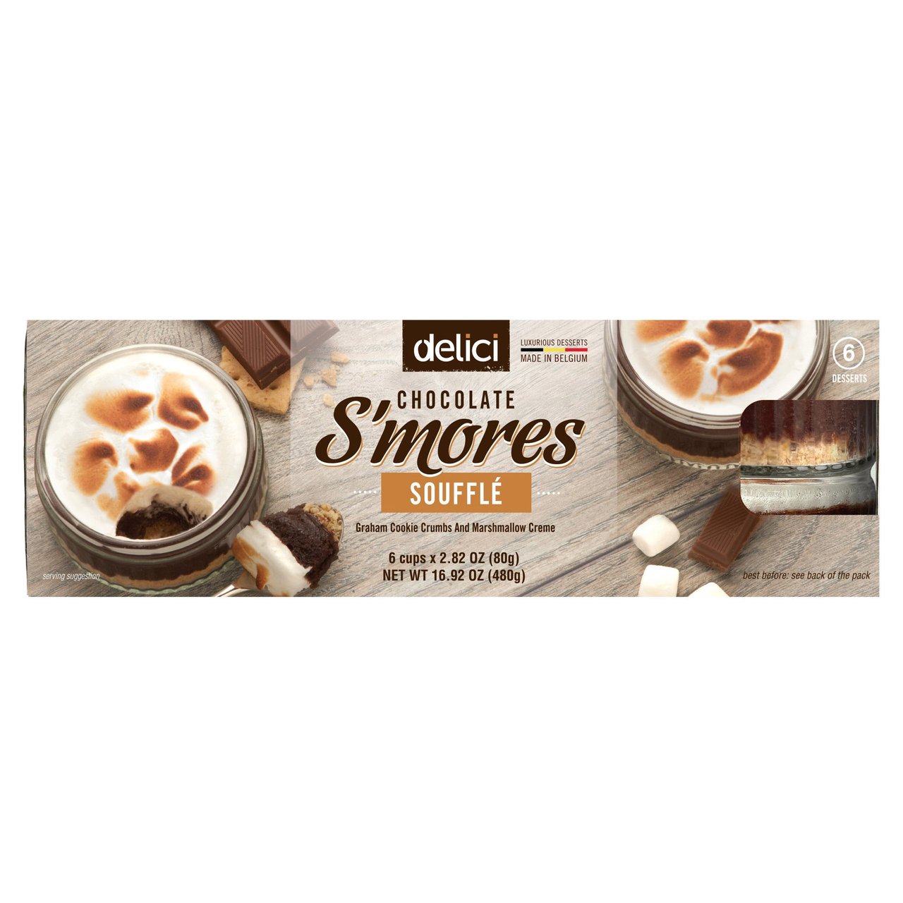 Delici Chocolate S'mores Soufflé, 6 × 2.8 oz