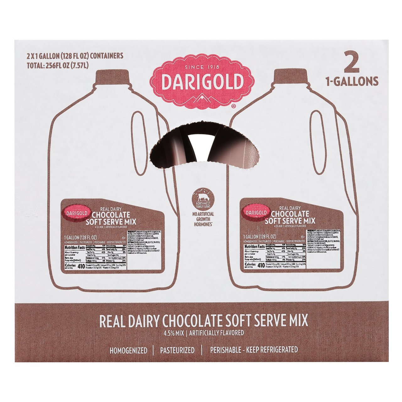 Darigold Chocolate 4.5% Soft Serve Mix, 2 x 1 Gallon