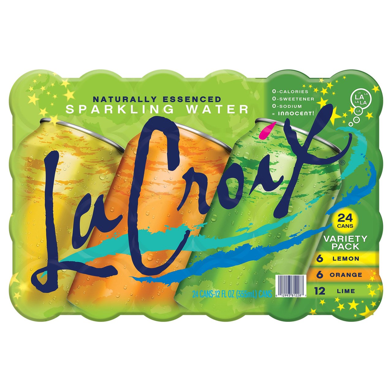 LaCroix Sparkling Water, Lime/Lemon/Orange Variety Pack, 12 fl oz, 24-Count Cans - Image 1