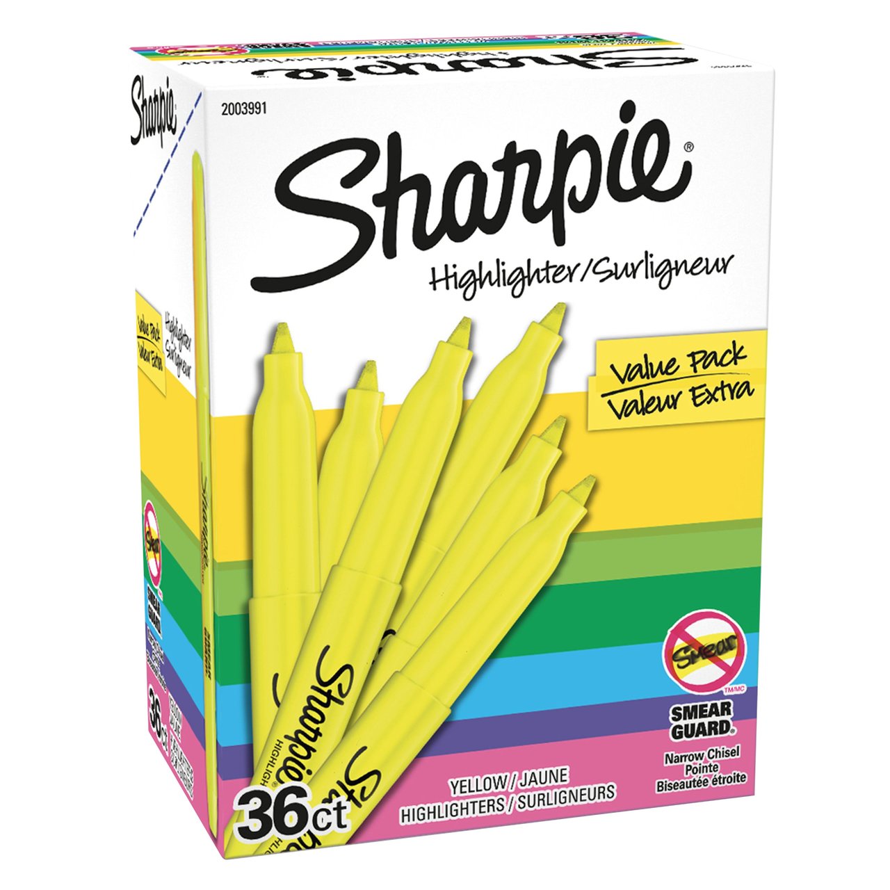 Sharpie Pocket Highlighters, Chisel Tip, Yellow, 36-Pack - Image 1