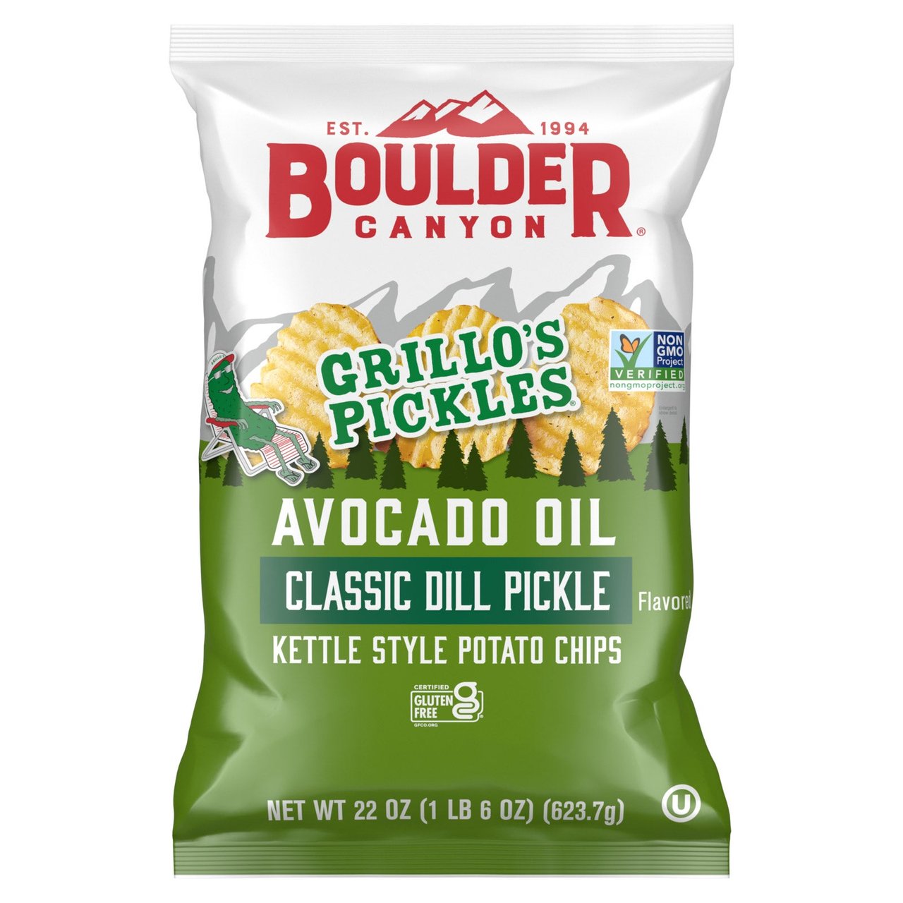 Boulder Canyon Grillo's Pickles Chips, 22 Ounce Bag - Image 1