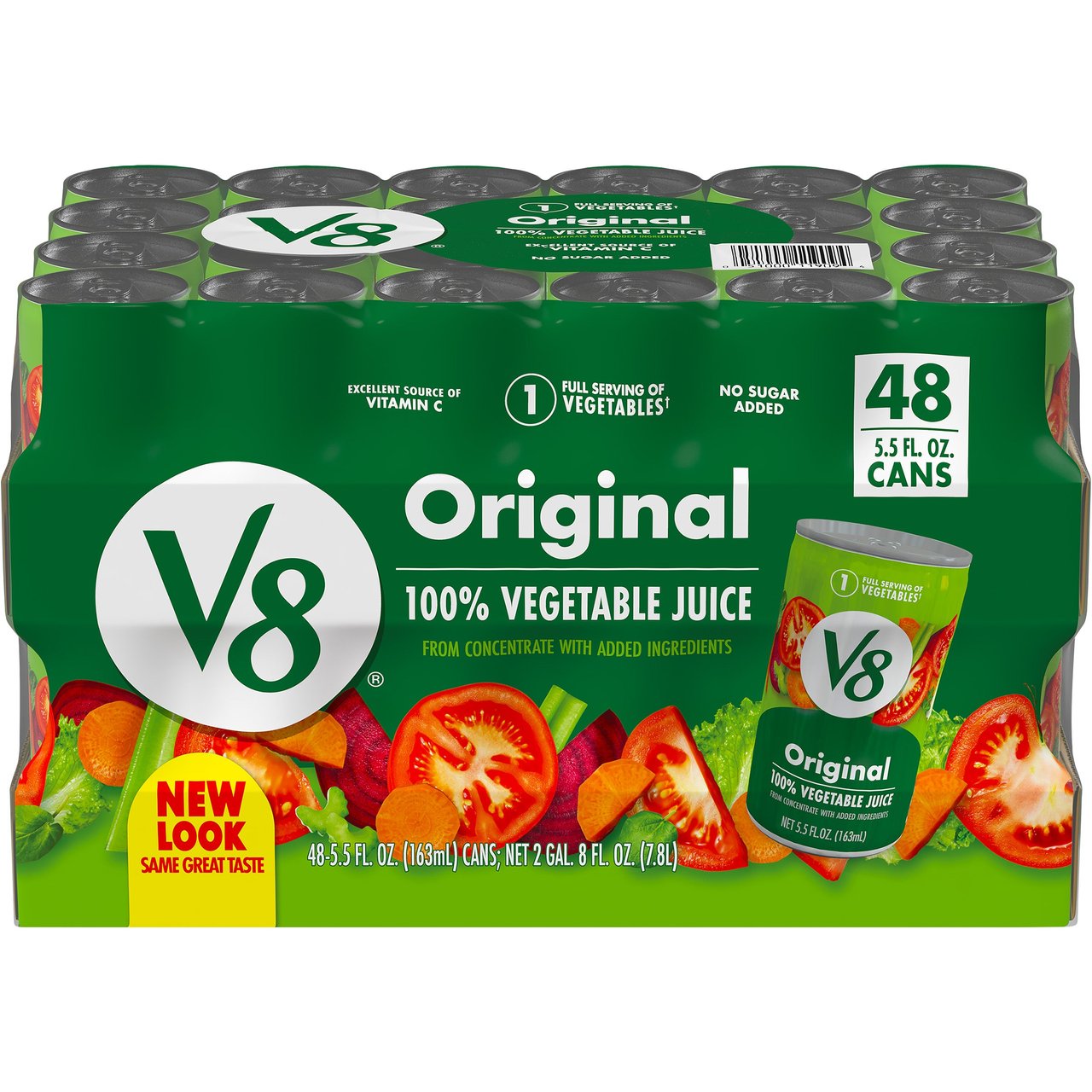 V8 100% Vegetable Juice, 48/5.5 fl oz (8.25 Qts) - Image 1