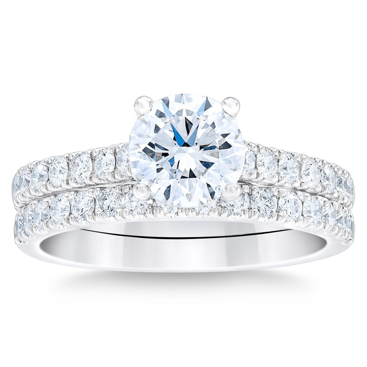 1.93 CTW Round Brilliant Diamond Platinum Wedding Set – 1.20 CT Center, VS1 Clarity, I Color - Image 1