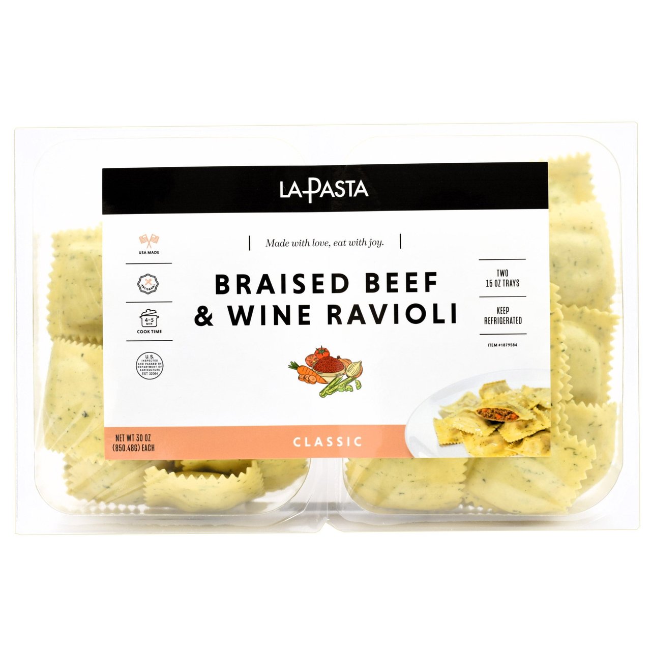 La Pasta Braised Beef & Wine Ravioli 2/15 oz - Image 1
