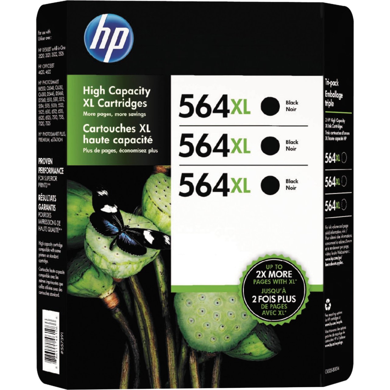 HP 564XL High Yield Black Ink Cartridge, 3-Pack - Image 1