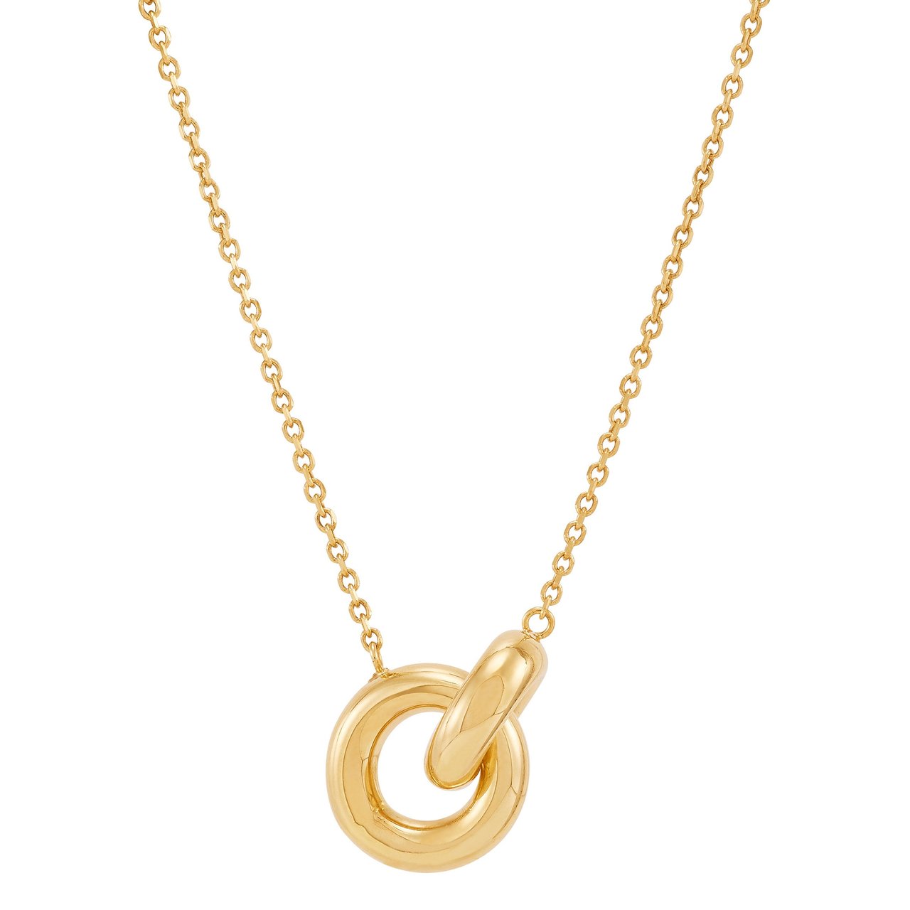14KT Yellow Gold 18" Interlocking Necklace Made in Italy - Image 1