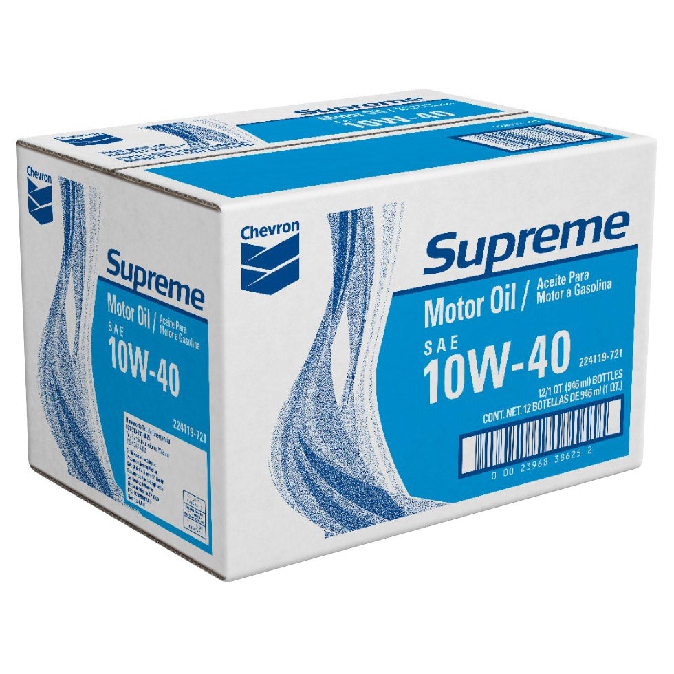 Chevron Supreme 10W-40 Motor Oil, Case of 12 x 1 Qt - Image 1