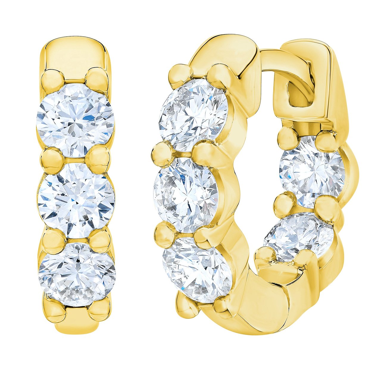 14kt Yellow Gold VS2 I Color 1.25 CTW Round Brilliant Diamond Hoop Earrings - Image 1