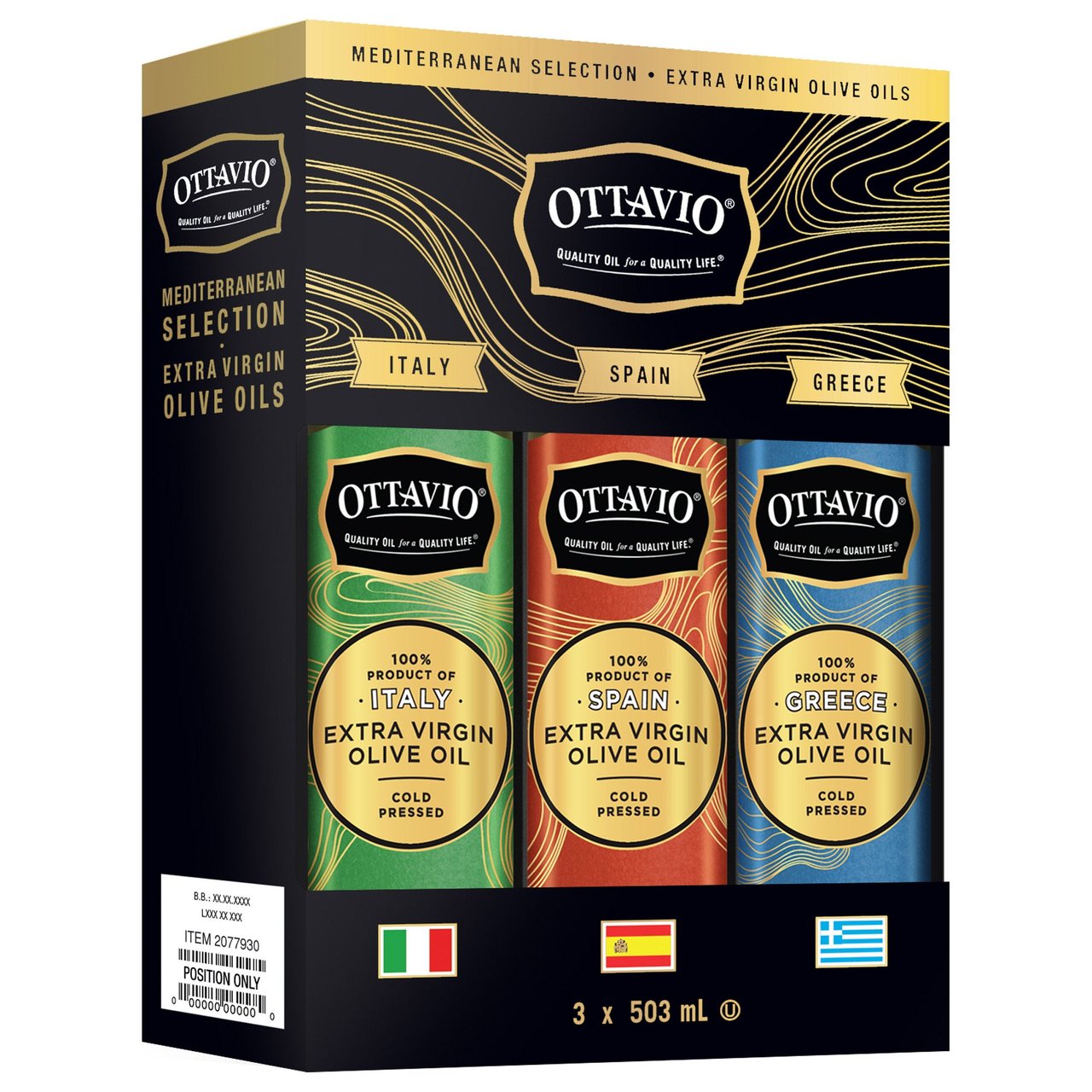 Ottavio Extra Virgin Olive Oil Mediterranean Selection, 3 x 17 oz - Image 1