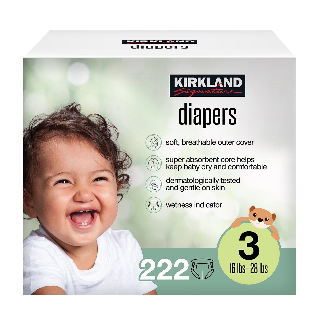 Kirkland Signature Diapers Size 3, 222 Count - Image 1