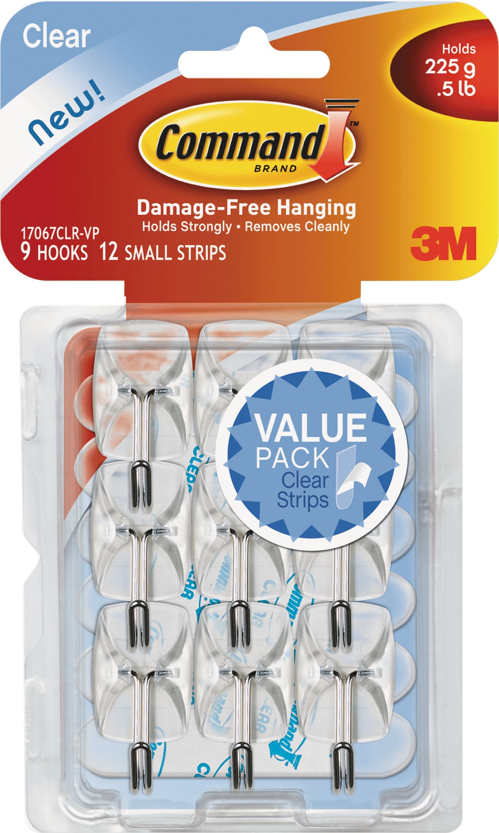3M Command Small Clear Wire Hooks, 9-Count (MMM17067CLR9ES) - Image 1