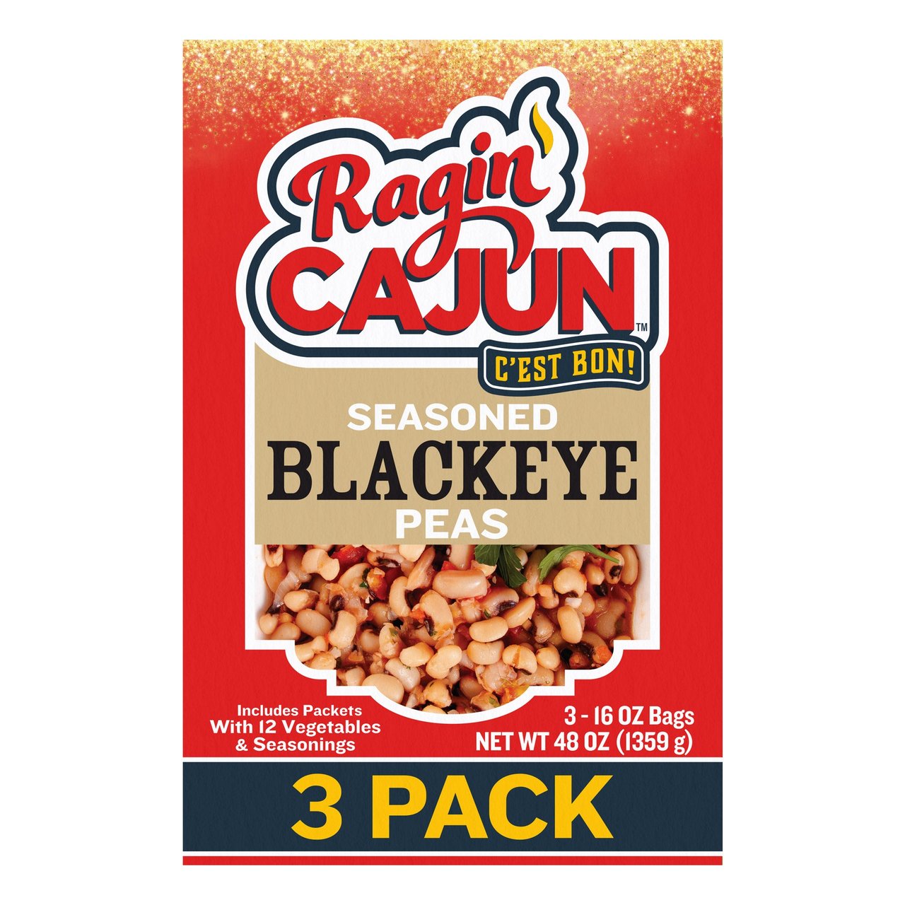 Ragin' Cajun Seasoned Blackeye Peas 3 / 16 oz - Image 1