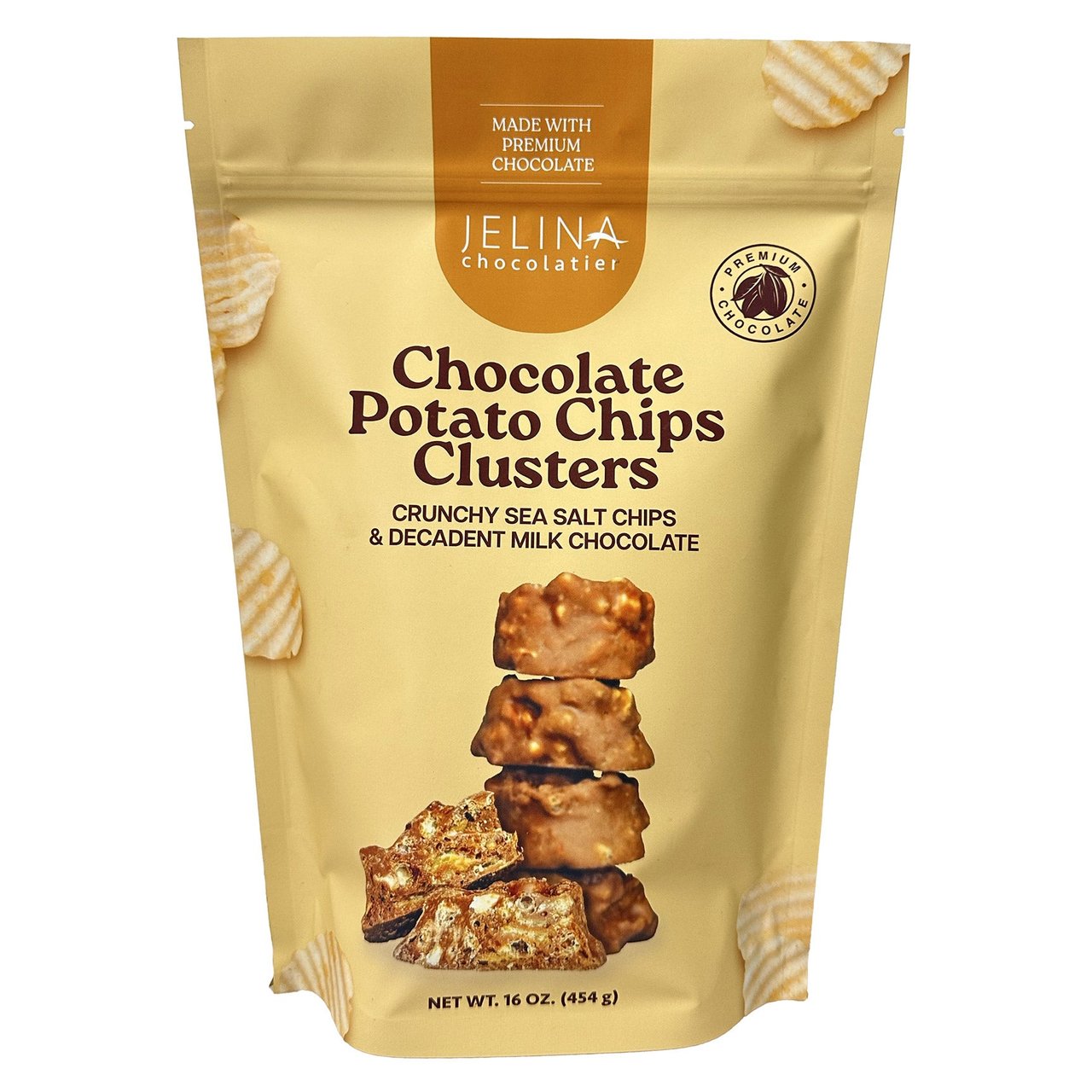 Jelina Chocolate Potato Chip Cluster 16 Ounce Bag - Image 1