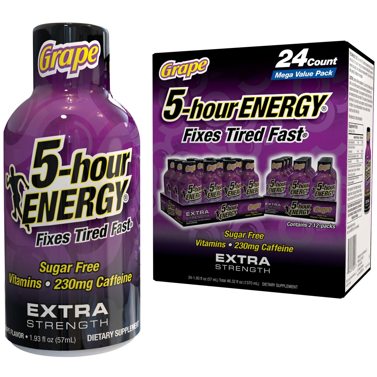 5-Hour ENERGY Extra Strength Grape, 1.93 oz, 24 Count - Image 1